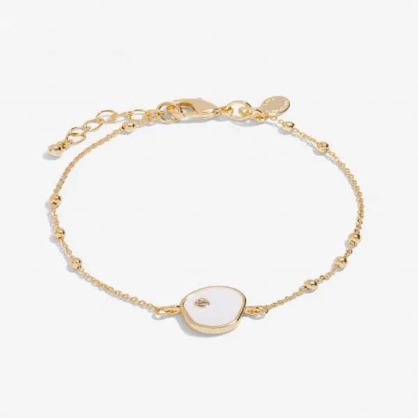Beau White Enamel Gold Plated Zirconia 18cm + 3cm Bracelet 7122