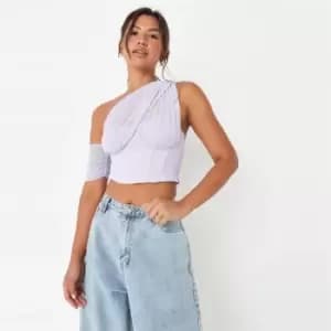 Missguided Asym Mesh Corset Top - Purple