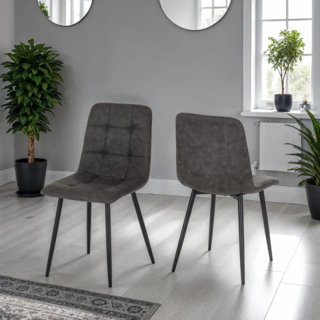 Seconique Fenton Pair Of Chairs Dark Grey Suede Fabric Box Of 2