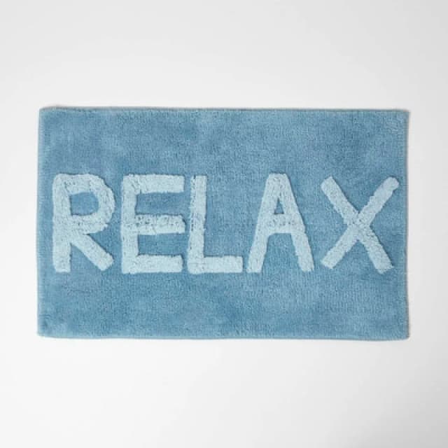 Homescapes Blue Relax Bath Mat 100% Cotton, 50 X 80 Cm