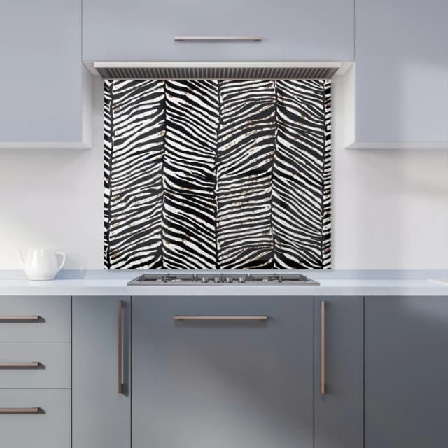 Warren Reed - Designer Zebra Pattern Kitchen Splashback in Black Size: 700mm x 650mm Black Unisex 700mm x 650mm