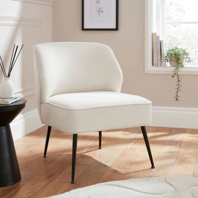 GFW Ava Natural Velvet Fabric Accent Chair