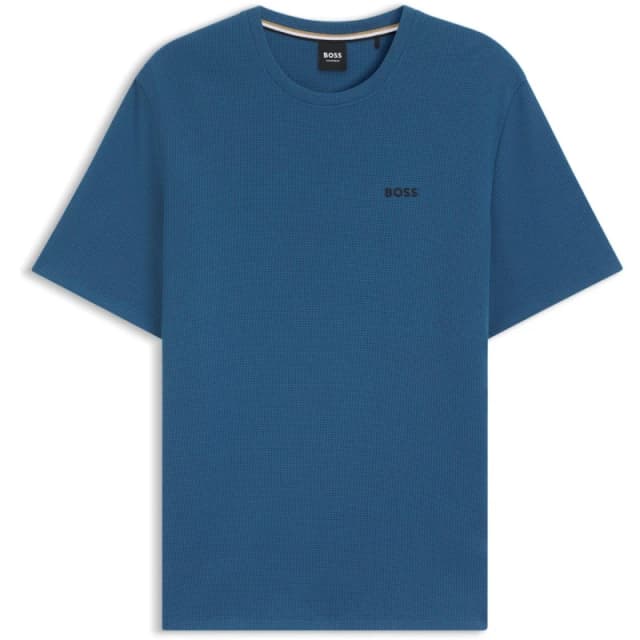 Boss Mens Waffle T-Shirt, Structured Design Blue 462 male Medium
