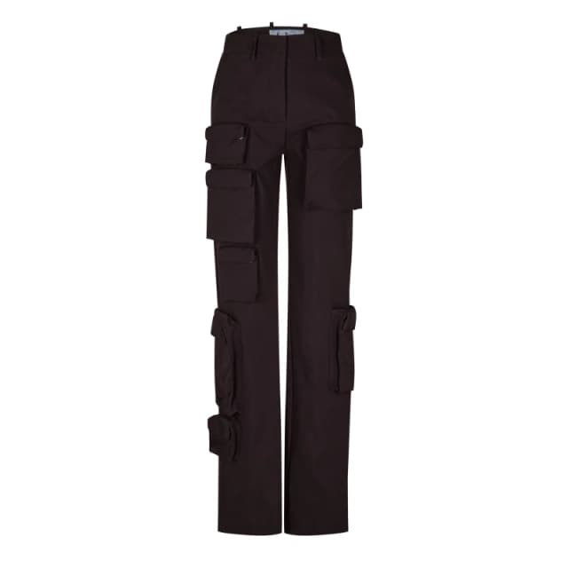 Off White Womens Multi Pocket Straight Cut Cargo Trousers Dark Grey female 8 (40)