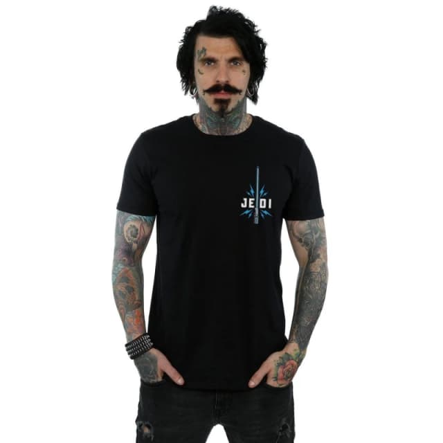 Disney Men Star Wars The Rise Of Skywalker Jedi Badge Breast Print T-Shirt in Black Size: Small Black S Male 5059400286045