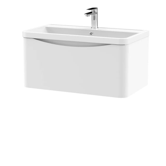 Balterley Wall Hung 1 Drawer Vanity Basin Unit Polymarble Basin White 800mm White