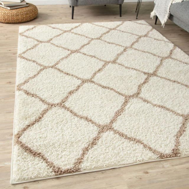 THE RUGS Soft Moroccan Shaggy Rugs & Runners Ivory & Beige Living Room Size: 80cm x 300cm Beige Unisex 80cm x 300 cm
