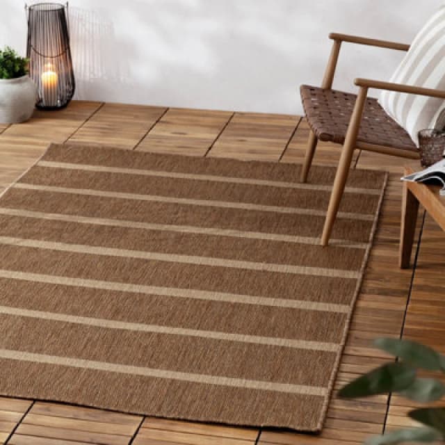 Yard Tala Stripe Jute Effect Indoor Outdoor 120cm x 170cm Rug Natural