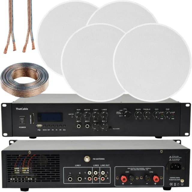 Loops 400W Bluetooth Sound System 4x 6.5 Slim Ceiling Speaker Channel HiFi Amplifier Multi unisex