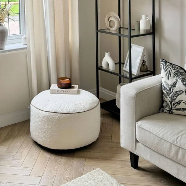 rucomfy Beanbags rucomfy Indoor Bean Bag Pouffe - Snug Drum Footstool in Cream Cream Unisex