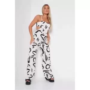 I Saw It First Black And White Woven Cami Strap Cut Out Wide Leg Jumpsuit - Black
