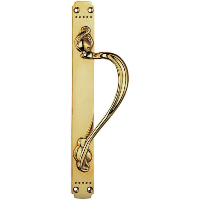 Loops Right Handeda Door Pull Handle With Dot Pattern 384 x 42.5mm Polished Brass Metallics unisex