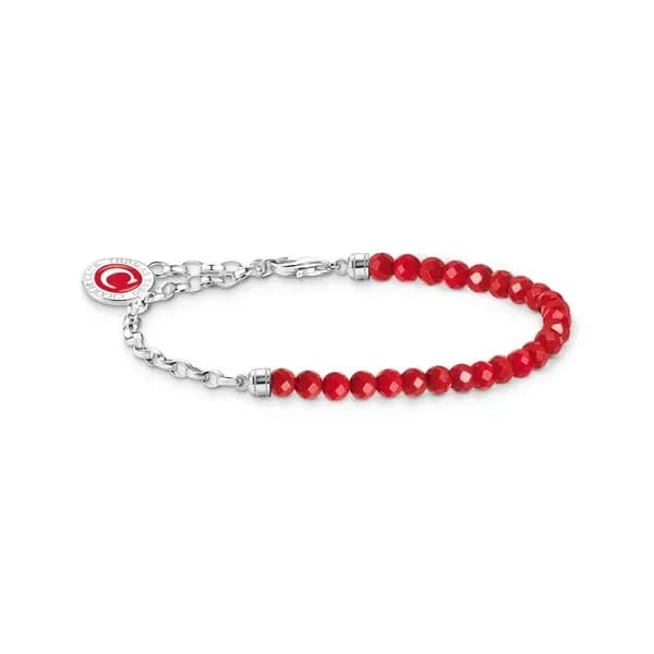 Thomas Sabo Charm Club Charmista Sterling Silver Enamel Red Bracelet A
