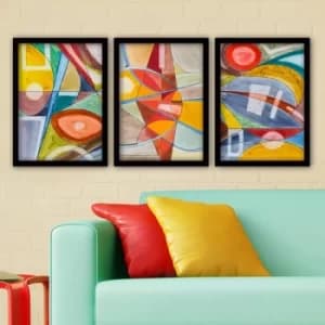 3SC22 Multicolor Decorative Framed Painting (3 Pieces)