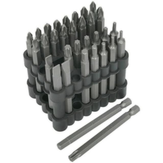 Loops 32 Piece Power Tool Bit Set - 75mm Extra-Long Bits - Chrome Vanadium Steel Metallics