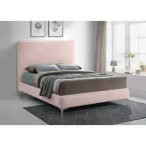 Glinis Bed Small Double Plush Velvet Pink