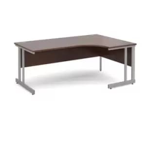 Office Desk Right Hand Corner Desk 1800mm Walnut Top With Silver Frame 1200mm Depth Momento