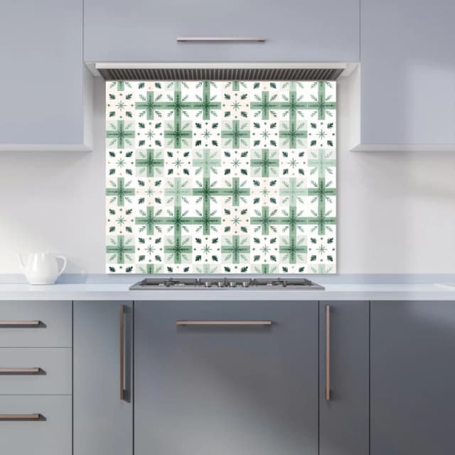 Warren Reed - Designer Christmas Quilting Squares, Geometric Kitchen Splashback in Green Size: 600mm x 750mm Green Unisex 600mm x 750mm