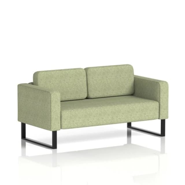 Brixworth Office Sofa 2 Seater with Black Legs in Rivet Fabric - Burnish