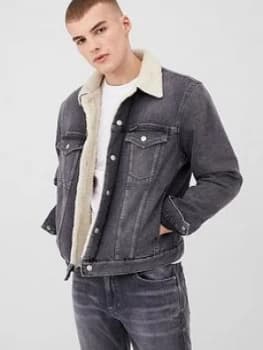 Calvin Klein Jeans Sherpa Foundation Denim Jacket - Grey