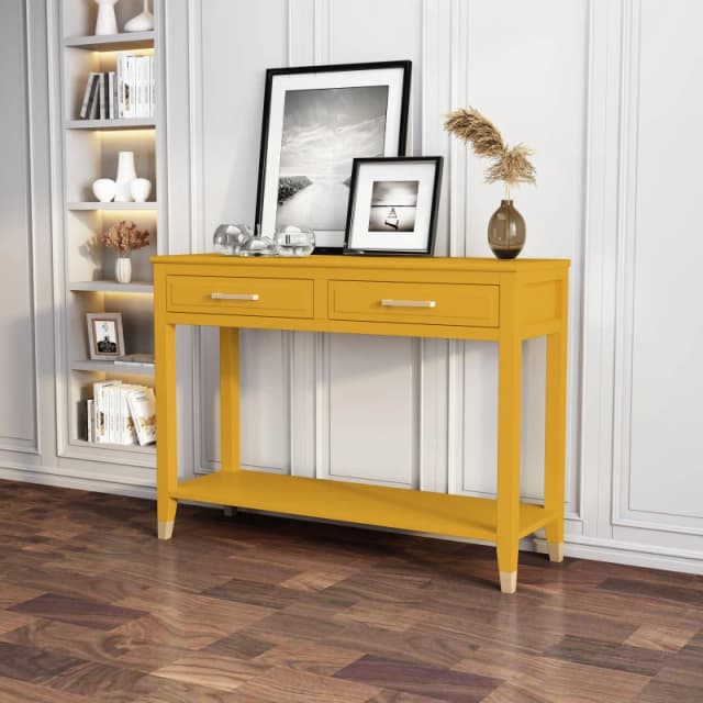 Cabinet Bits Palazzi 2 Drawer Console Table in Mustard Mustard Unisex