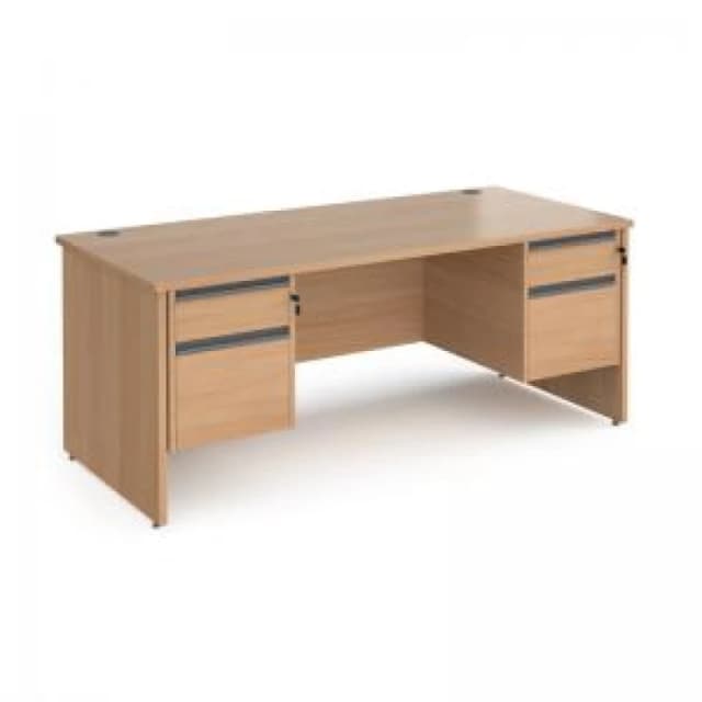 Contract 25 Office Desk Rectangular Desk 1800mm With Double Pedestal Beech Top And Panel End Leg 800mm Depth Contract 25 CP18S22-G-B Beech CP1