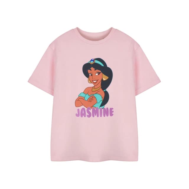 (7-8 Years) Disney Princess Short Sleeved T-Shirt (Girls Pink)
