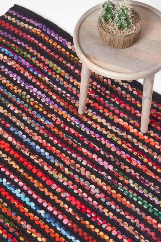 Homescapes Handwoven Multi Coloured Recycled Chindi Folk Rug Extra Large, 160 X 230 Cm