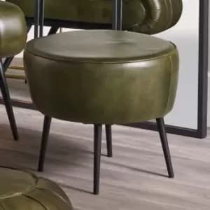 Pacific Donato Leather Footstool Khaki (Green)