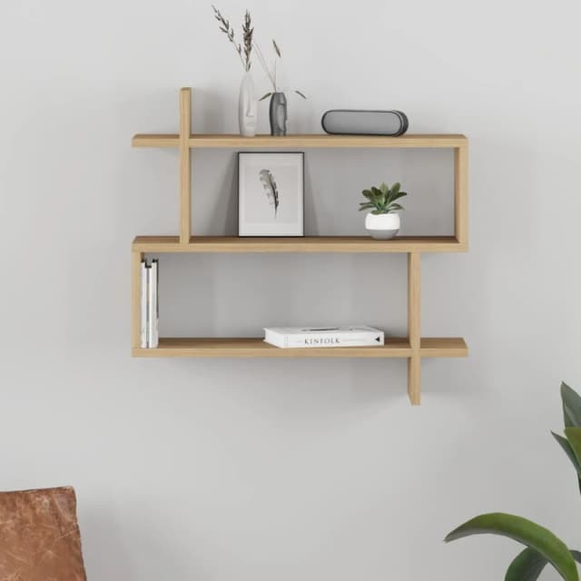 DECORTIE Decortie - Paralel Wall Mounted Modern Bookcase Display Unit w 70cm Medium - Oak - Oak M.KT.01.11055.13