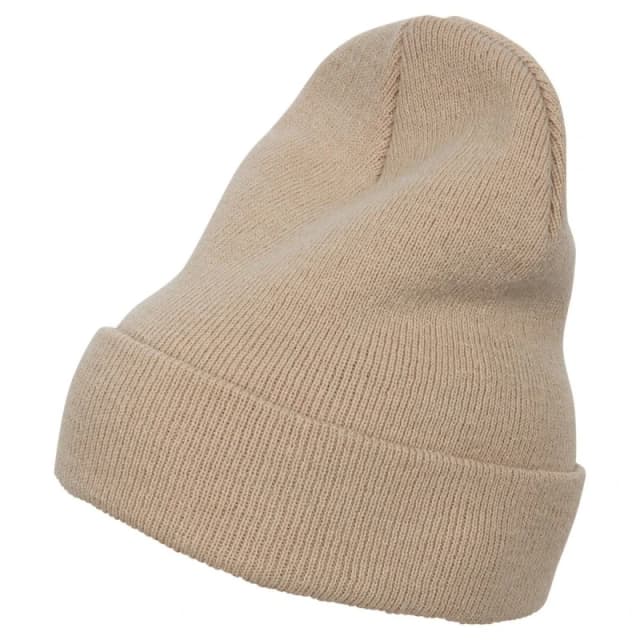 Yupoong Flexfit Heavyweight Long Beanie Winter Hat in Light Brown Light Brown Unisex One Size