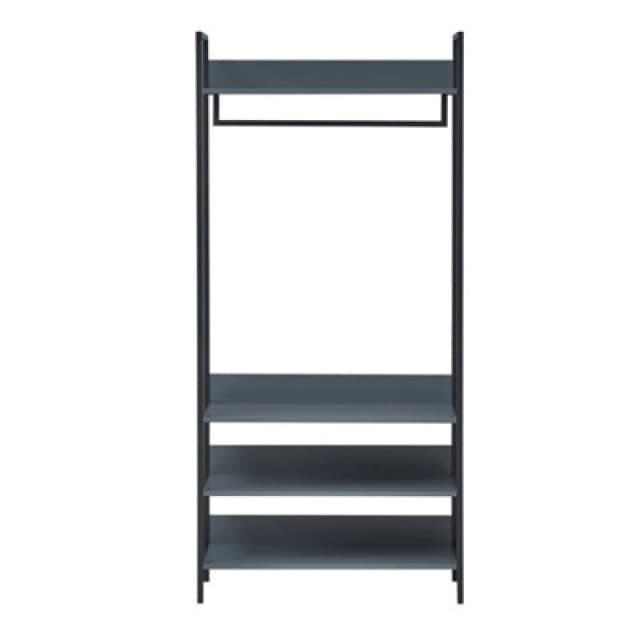 Timber Art Design Zahra Bedroom Double Open Wardrobe 4 Shelves Furniture Storage Cupboard Dark Grey