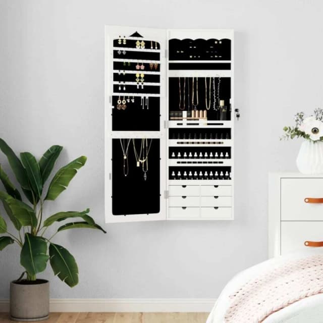 VIDAXL Vidaxl - Mirror Jewellery Cabinet Wall Mounted White 37.5x10x106cm 8720845811327