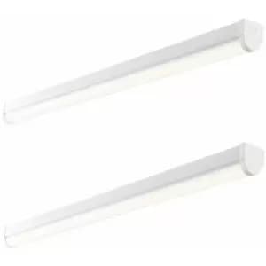 2 pack 6ft High Lumen Batten Light - 68.5W Cool White LED - Gloss White & Opal
