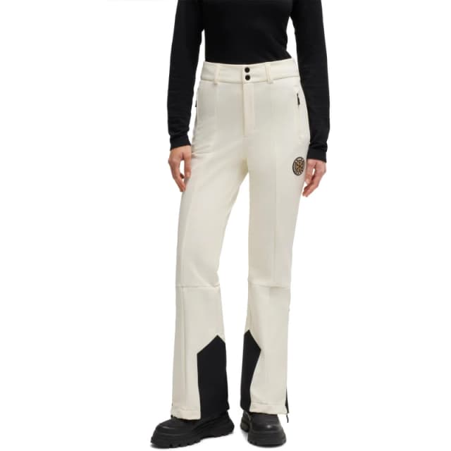 Boss Womens Stretch Straight Leg Trousers Open White female 8 (S)