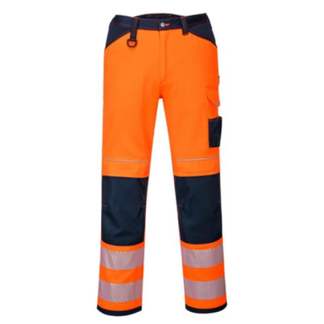 Portwest PW34 Hi Vis Work Trousers PW340ONR28 Colour: Orange / Navy