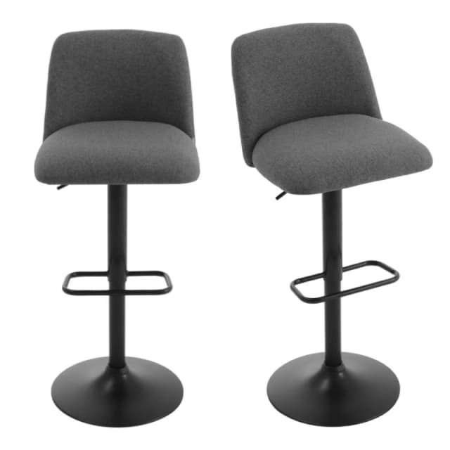 Kabinet UK 2 Set Swivel Counter Bar Stools with Mid Backrest Dark Grey unisex One size