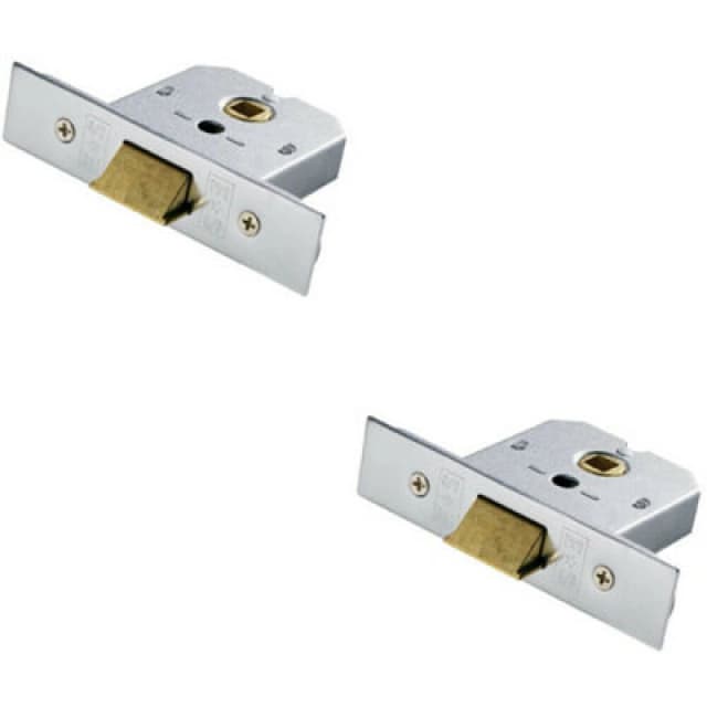 Loops 2x 64mm Flat Mortice Door Security Latch Fire Door Rated Satin Chrome Multi unisex