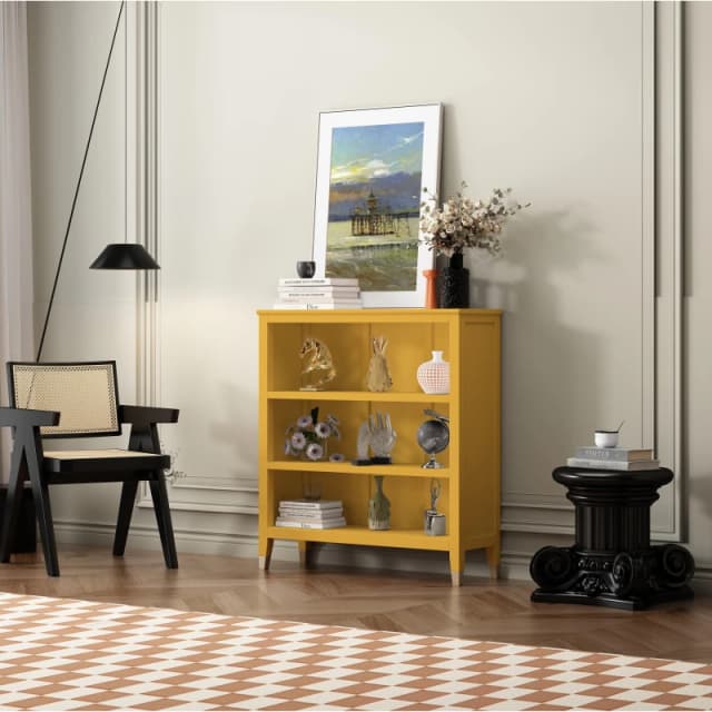 Cabinet Bits Palazzi 3 Tier Bookcase H97 W89 D25cm in Mustard Mustard Unisex