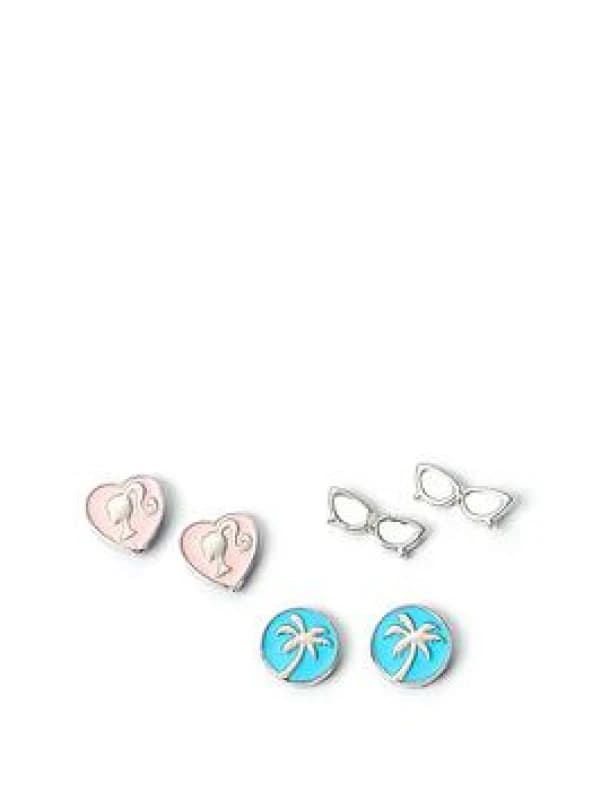 Barbie Silhouette, Palm Tree & Glasses Stud Earrings Set