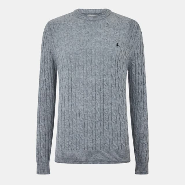 Jack Wills Jack Marlow Merino Wool Blend Cable Knitted Jumper Men Grey 09 male XS