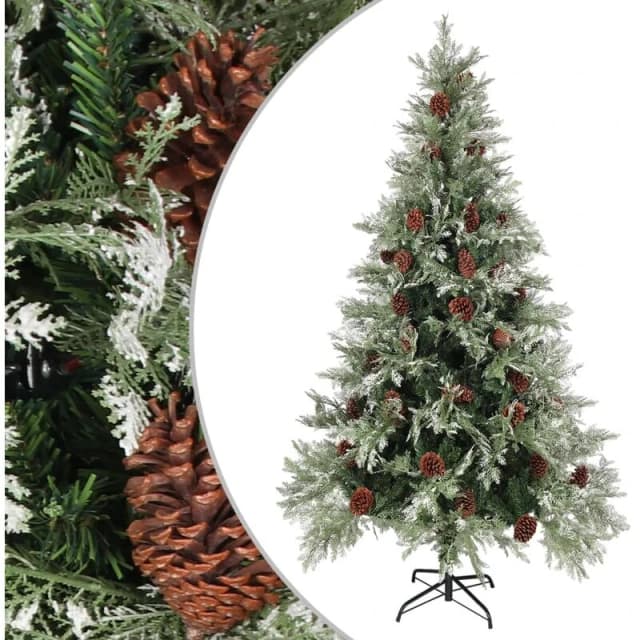 VIDAXL Vidaxl - Christmas Tree with Pine Cones Green and White 195cm pvc&pe 8720286767122