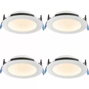 4 pack Anti-Glare Recessed IP65 Ceiling Downlight - 15W cct LED - Matt White