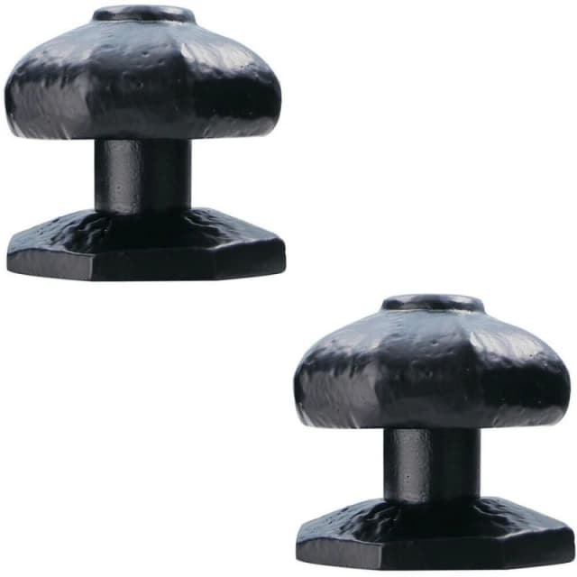 Loops 2x 63mm OCTAGONAL Centre Door Knob Black Antique Hammered Iron Outdoor Handle Black unisex
