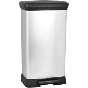Pedal Bin Deco Rectangular 50L Silver Curver - Silver