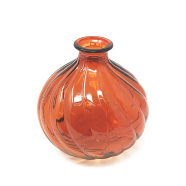Verano Spanish Ceramics Recycled Glass Ola Orange Home Decor Small Round Vase (H) 17Cm