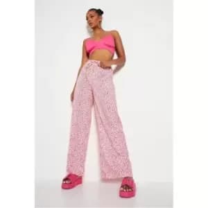 I Saw It First Pink Wide Leg Pinted Trouser With Draw Cord - Pink