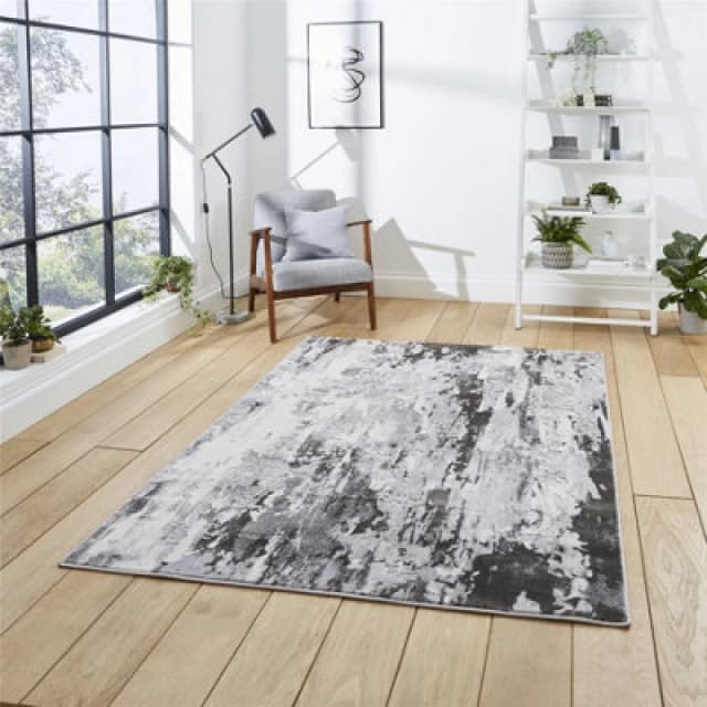 Think Rugs Apollo Grey Rectangle 160 x 220cm Polypropylene Modern Abstract GR580, Grey APOGR580GRY1622
