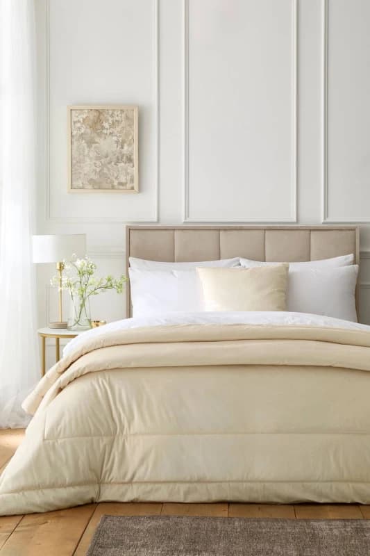 Appletree Harlan Velvet Touch 235cm x 235cm Bedspread Set Cream