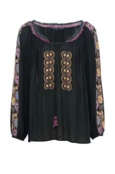 French Connection Elena Stitch Smock Top Forest